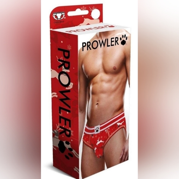 Red Patterned Men's Briefs - Picture 2 of 3